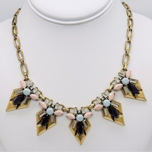 J. Crew Burgundy Pink Blue Jeweled Necklace